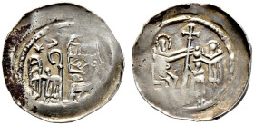 Selz, Abtei. Anonym, Zeit der Hohenstaufen 12./13. Jh 
Pfennig um 1200. Geistliches Brustbild nach links mit Inful und Krummstab, den links auch ein ...