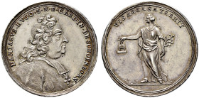 Speyer, Bistum. Damian Hugo von Schönborn 1719-1743 
Silbermedaille 1716 von A. Krieger (unsigniert). Brustbild nach rechts / Nach links stehende Fra...
