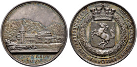 Stuttgart, Stadt. 
Silbermedaille 1895 von Mayer und Wilhelm, auf die Einweihung des neuen Schützenhauses in der Heslacher Karlsvorstadt. Ansicht des...