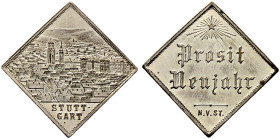 Stuttgart, Stadt. 
Silberne Medaillenklippe o.J. (1904) unsigniert. Auf das Neue Jahr - in Auftrag gegeben von der Numismatischen Vereinigung Stuttga...