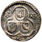 Sulz, Grafschaft. Karl Ludwig II. Ernst 1617-1648 
Einseitiger Pfennig (1/2 Kreuzer) o.J. -Tiengen-. Im Dreipass drei ins Dreieck gestellte Schilde, ...