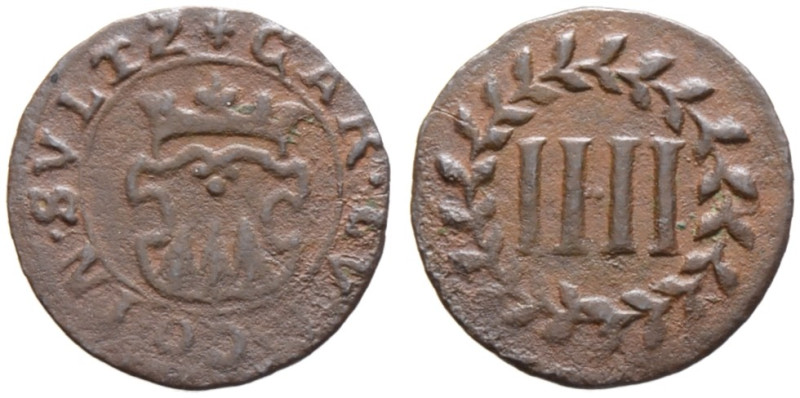 Sulz, Grafschaft. Karl Ludwig II. Ernst 1617-1648 
Cu-4 Heller o.J. -Tiengen-. ...