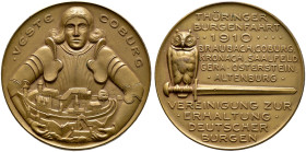 Thüringen. 
Bronzemedaille 1910 mit Signatur B.E., auf die Thüringer Burgenfahrt der Vereinigung zur Erhaltung Deutscher Burgen über Braubach nach Al...