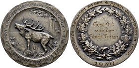 Trier, Stadt. 
Lot (2 Stücke): Mattierte Silbermedaille o.J. (1930) von Mayer und Wilhelm, auf das Verbandsschießen an den 4. Rheinischen Jägertagen....