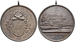 Tübingen, Stadt. 
Tragbare Silbermedaille 1900 von Mayer und Wilhelm (unsigniert), auf das Festschießen zur Einweihung der Tübinger Schießstätte. Sta...