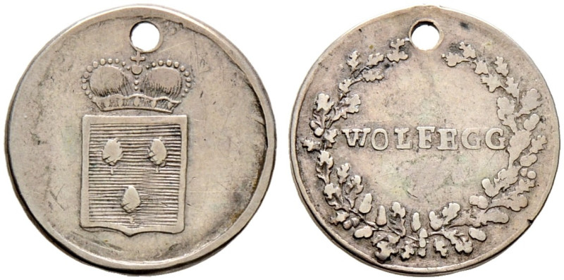 Waldburg-Wolfegg. Ferdinand Ludwig 1681-1735 
Kleine Silbermedaille o.J. Fürste...