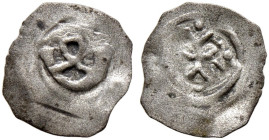 Württemberg. Graf Eberhard III. der Milde 1392-1417 
Vierschlag-Heller o.J. (nach dem Vertrag von 1404). Jagdhorn mit Band / Gabelkreuz, in den Gabel...