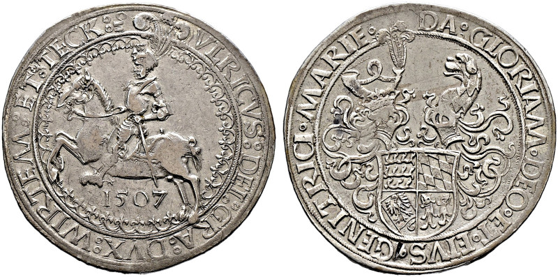 Württemberg. Herzog Ulrich 1498-1550 
Reitertaler 1507 von Albrecht Scholderer ...
