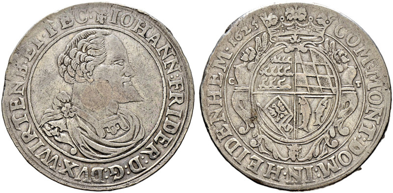 Württemberg. Johann Friedrich 1608-1628 
Taler 1625 -Christophstal-. Brustbild ...