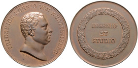 Württemberg. Friedrich II./I. 1797-1806-1816 
Bronzene Prämienmedaille o.J. von J.L. Wagner, der Universität Tübingen. Kopf mit kurzen Haaren nach re...