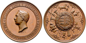 Württemberg. Wilhelm I. 1816-1864 
Bronzene Prämienmedaille o.J. (verliehen 1858-ca. 1913) von G.A. Dietelbach, für landwirtschaftliche Verdienste. D...
