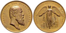 Württemberg. Karl 1864-1891 
Bronze-vergoldete Prämienmedaille o.J. (verliehen ab 1868) von K. Schwenzer, der Königlichen Polytechnischen Schule in S...
