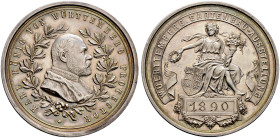 Württemberg. Karl 1864-1891 
Silberne Prämienmedaille 1890 von A. Schwerdt, der württembergischen Gartenbau-Ausstellung in Stuttgart. In einem unten ...