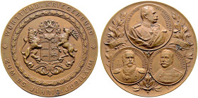 Württemberg. Wilhelm II. 1891-1918 
Bronzemedaille 1902 von Mayer und Wilhelm, auf das 25-jährige Jubiläum des Württembergischen Kriegerbundes. Wappe...