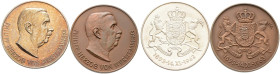 Württemberg. Herzog Philipp II. Albrecht *1893, †1975 
2-tlg. Set, bestehend aus: Silber- und Bronzemedaille 1963 von Holl, auf seinen 70. Geburtstag...