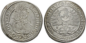 Württemberg-Öls. Sylvius Friedrich 1664-1697 
15 Kreuzer 1675 -Öls-. Mit äußerem Blätterkranz. Ein zweites Exemplar. Raff 27.5 var. (mit D:G.), Ebner...