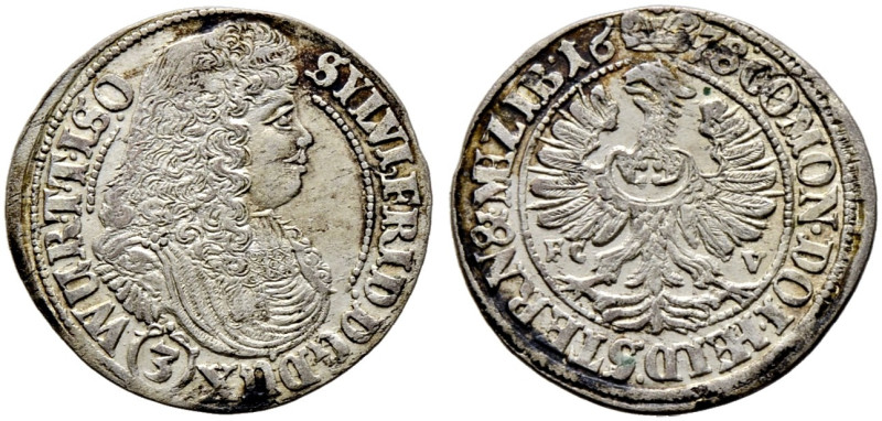 Württemberg-Öls. Sylvius Friedrich 1664-1697 
3 Kreuzer 1678 -Öls-. Raff 44 vgl...