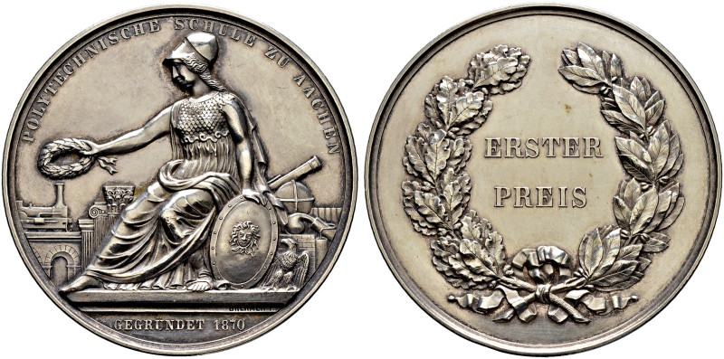 AACHEN. RWTH Aachen 
Silbermedaille o. J. (1876) von Heinrich Friedrich Brehmer...
