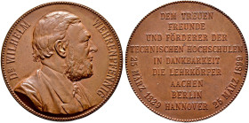 AACHEN. RWTH Aachen 
Bronzemedaille 1899 auf den 70. Geburtstag von Wilhelm Wehrenpfennig, dem Förderer der Technischen Hochschule zu Aachen, Berlin ...