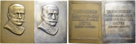 AACHEN. RWTH Aachen 
Zwei Bronzeplaketten o. J. von A. Krämer. Dritte Ausführung der Borchers-Plakette ab 1926. Porträt von Wilhelm Borchers fast von...