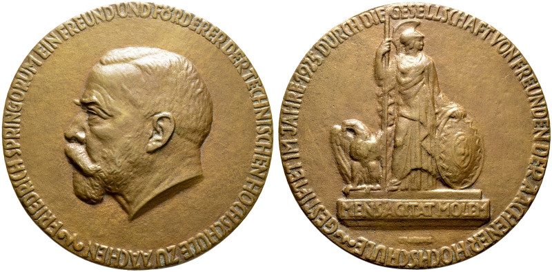 AACHEN. RWTH Aachen 
Bronzegussmedaille o. J. von Friedrich Bagdons, sog. Sprin...