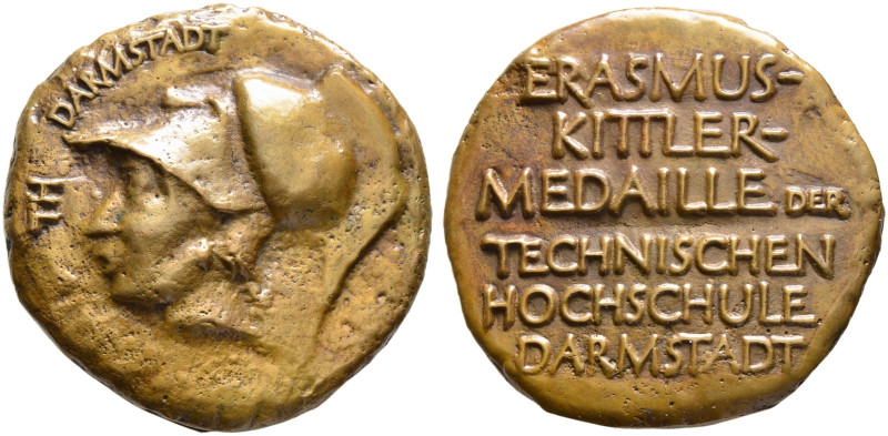 DARMSTADT. Technische Hochschule Darmstadt 
Bronzegussmedaille o. J. sog. Erasm...