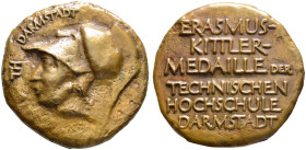DARMSTADT. Technische Hochschule Darmstadt 
Bronzegussmedaille o. J. sog. Erasmus-Kittler-Medaille der Technischen Universität Darmstadt. Kopf der Pa...