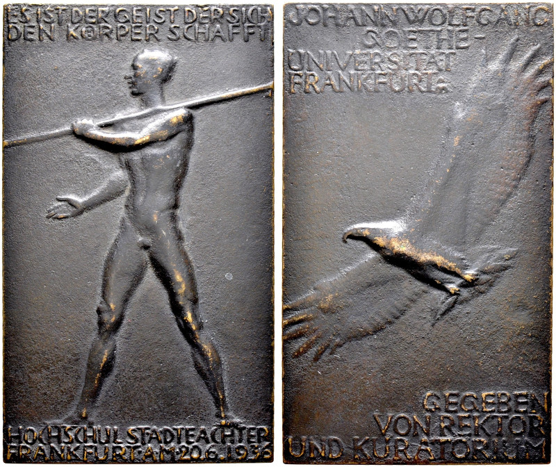 FRANKFURT (am Main). Johann Wolfgang von Goethe-Universität 
Geschwärzte Bronze...