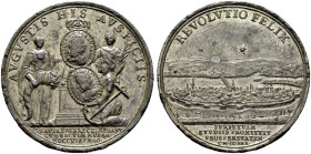FRANKFURT (an der Oder). Brandenburgische Universität Frankfurt/O. (heutige Europa-Universität Viadrina) 
Zinnmedaille 1706 auf den gleichen Anlass. ...