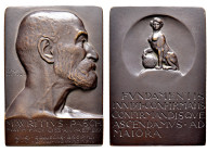 GIESSEN. Justus-Liebig-Universität Gießen 
Bronzegussplakette 1913 von Wilhelm Oskar Prack, auf den 70. Geburts­tag von Moritz Pasch, Prof. für Mathe...