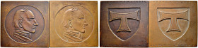 GIESSEN. Justus-Liebig-Universität Gießen 
Zwei bronzene Ehrenplaketten o. J. (1957) von Gerhard Marcks, der Justus-Liebig-Universität Gießen, für Ve...