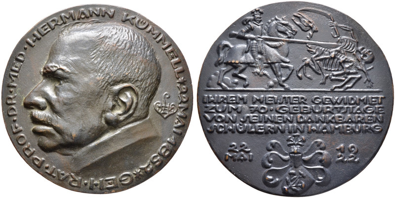 HAMBURG. Universität Hamburg 
Geschwärzte Bronzegussmedaille 1922 von Richard L...