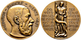 HAMBURG. Universität Hamburg 
Bronzemedaille 1928 von Waldemar Raemisch (?), auf die 90. Versammlung deutscher Naturforscher und Ärzte in Hamburg. Ko...