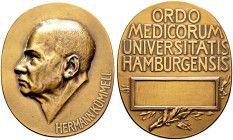HAMBURG. Universität Hamburg 
Hochovale Bronzemedaille o. J. (1930) von Michael Grossinger, sog. Hermann-Kümmell-Ehren­medaille der Medizinischen Fak...