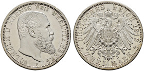 Silbermünzen des Kaiserreiches. WÜRTTEMBERG 
Wilhelm II. 1891-1918. 2 Mark 1912 F. J. 174. Prachtexemplar, feinst zaponiert, Polierte Platte