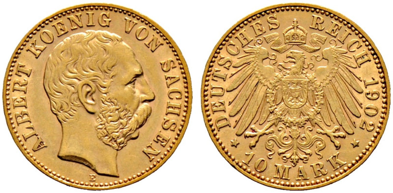 Reichsgoldmünzen. SACHSEN 
Albert 1873-1902. 10 Mark 1902 E. J. 263. sehr schön...
