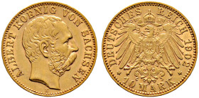 Reichsgoldmünzen. SACHSEN 
Albert 1873-1902. 10 Mark 1902 E. J. 263. sehr schön-vorzüglich/vorzüglich