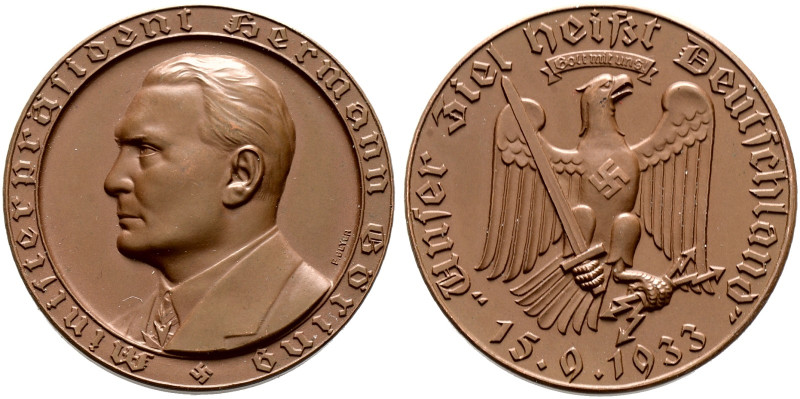 Drittes Reich. 
Bronzemedaille 1933 von F. Beyer, auf den preußischen Ministerp...
