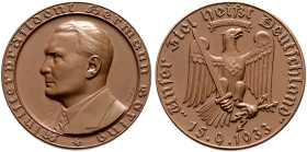 Drittes Reich. 
Bronzemedaille 1933 von F. Beyer, auf den preußischen Ministerpräsidenten Hermann Göring. Brust­bild nach links / Reichsadler mit Sch...