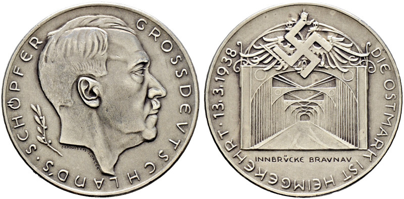 Drittes Reich. 
Mattierte Silbermedaille 1938 von Hanisch-Concee, auf den Ansch...