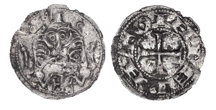 ALFONSO VII. Dinero. León. A/ Leones levantados y enfrentados de perfíl, conform...