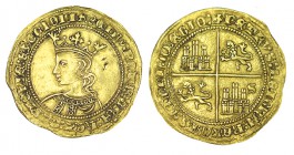 PEDRO I (1350 - 1368) Dobla de 35 Maravedís. Sevilla. S en cuarto cuartel. 4,50 g. ABM-368. MBC+