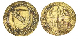 JUAN II (1406 - 1454) Dobla de la Banda. Sevilla. S entre primer y segundo cuarteles. Leones sin coronar. 4,60 g. ABM-617.1. MBC+