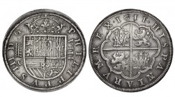 8 REALES. Segovia. 1611-C. 26,87 g. XC-150 (por error dice 1610). RARA MBC/MBC+