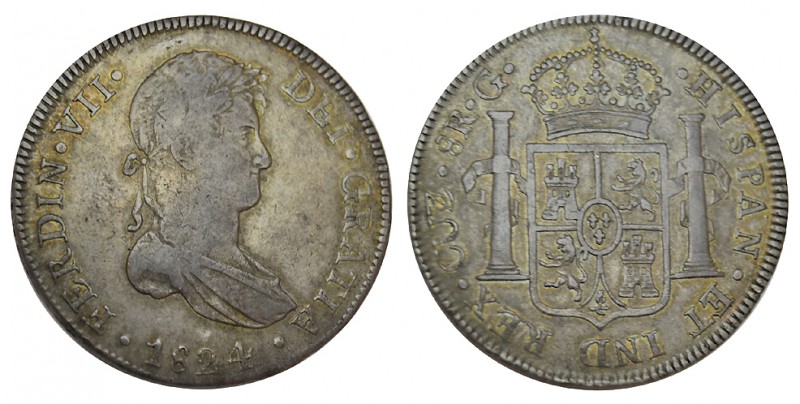 8 REALES. Cuzco. 1824-G. Pát. XC-386. MBC