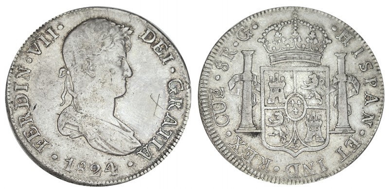 8 REALES. Cuzco. 1824-T/G. XC-387. MBC
