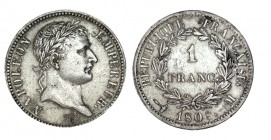 FRANCIA. Napoleón. 1 Franco. 1808-M. Toulouse. LF-204.10. Plata con alguna picadura. MBC