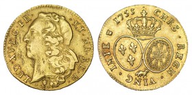 FRANCIA. 2 Louis d'or. Bearn. 1753. W/KM-522. MBC/EBC