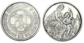 SUIZA. 5 Francos. 1865. Tiro Schaffausen. W/KM-58. EBC