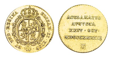 PROCLAMACIÓN. Isabel II. Madrid. 24 de Octubre de 1833. XC-118. Módulo 1/2 Escud...